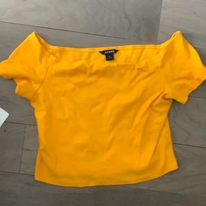 Yellow off the shoulder crop top